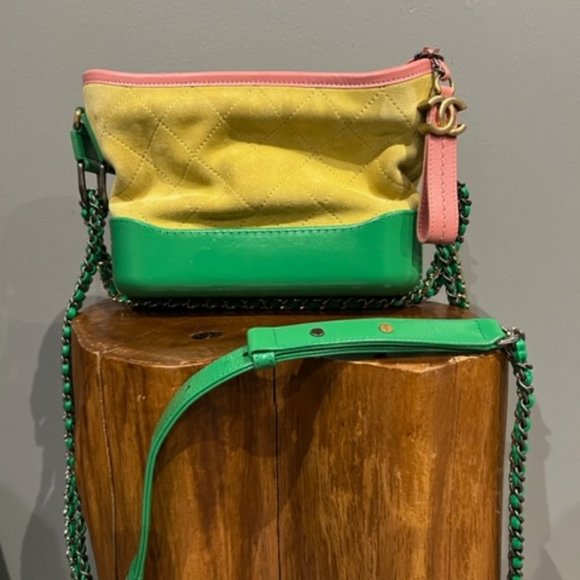 CHANEL Handbags - Chanel Green Multicolor Quilted Lambskin Suede Leather Gabrielle Small Hobo